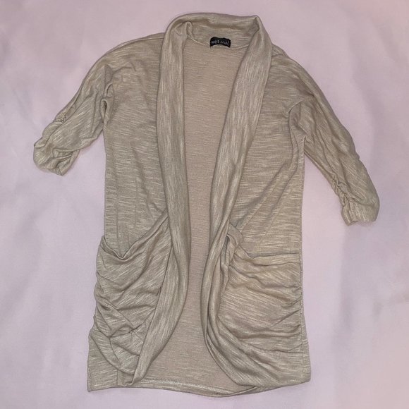 Wet Seal Tan Short Sleeve Cardigan, S - Picture 1 of 4
